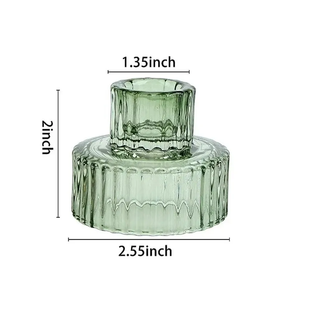 3PCS/set Romantic Glass Candlestick Double Head Colorful Candle Holder Dining Table Tealight Home Decor