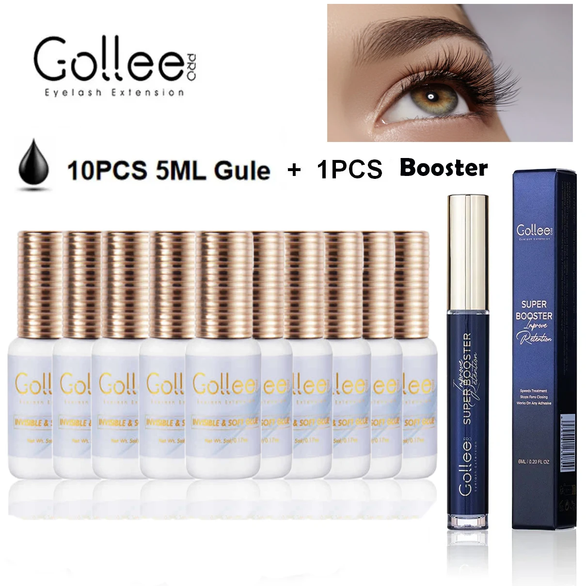 

Gollee 10pcs Eyelash Glue Low Odor Long-lasting Professional Eyelash Soft Glue Golle Adhesive Wholesale Suitable for Beginners