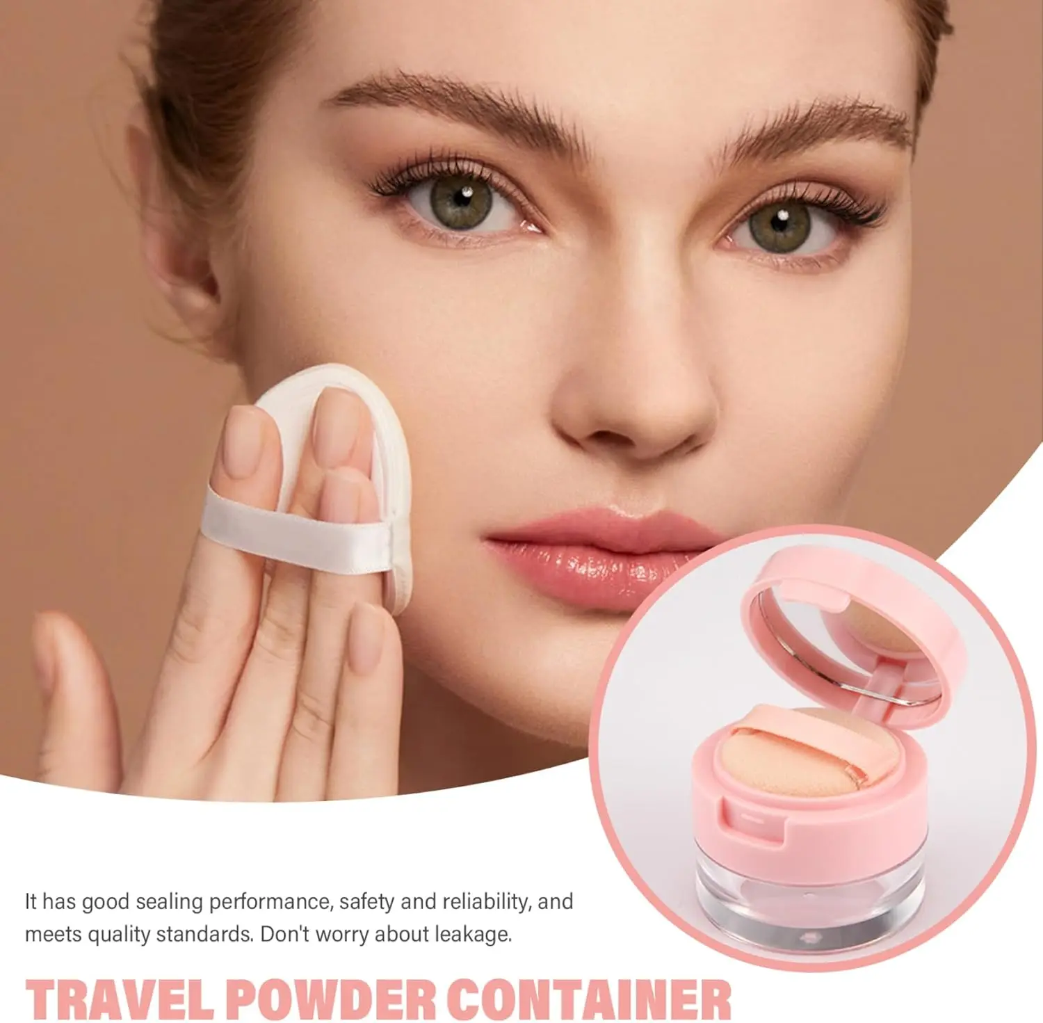 Mini 3/5Gram Travel Loose Powder Container Leak-free Reusable Plastic with Mirror Portable Flip Lid Empty Makeup Setting
