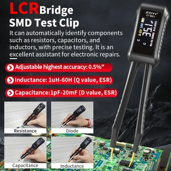 ZOYI ZT-MD1 pinzas digitales inteligentes LCR SMD ESR probador resistencia capacitancia inductancia continuidad diodo herramientas de medición de prueba