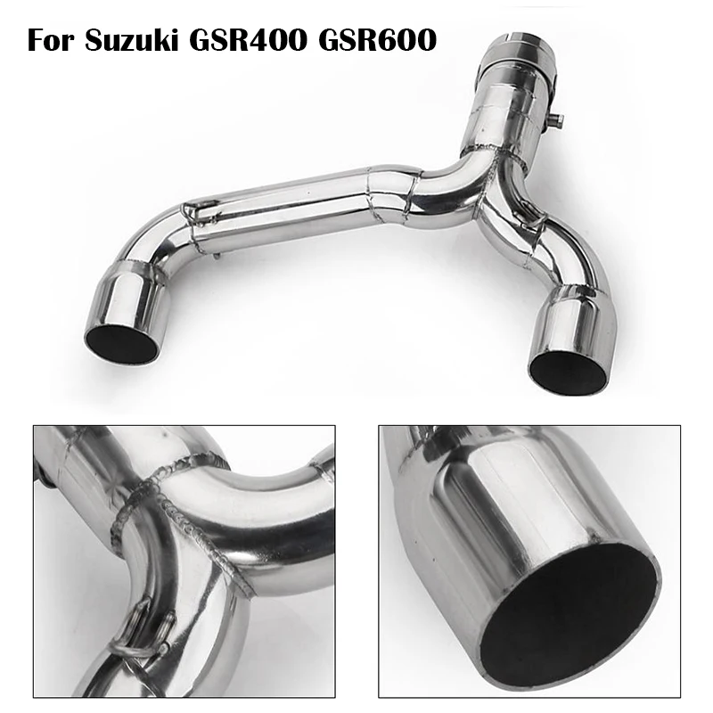 

For Suzuki GSR400 GSR600 Motorcycle Exhaust Middle Link Pipe Stainless Steel Double Outlet Slip On 51mm Muffler