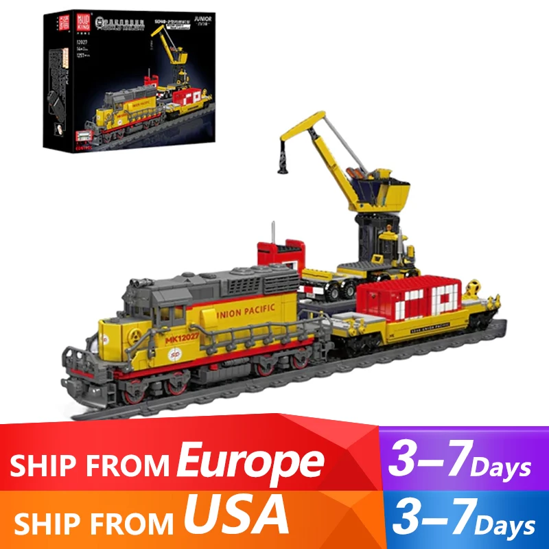 Rail Trains MOC EMD SD40-2 Diesel Locomotive Train Railway Model 1170PCS Building Blocks Brick Puzzle Toys for Kids Boys Gift