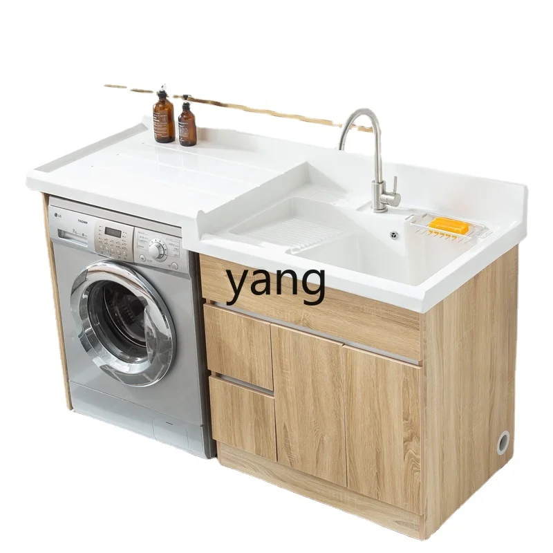 

Yhl with Washboard Height Laundry Tub Laundry Table Bathroom Cabinet Quartz Stone Washing Machine Cabinet