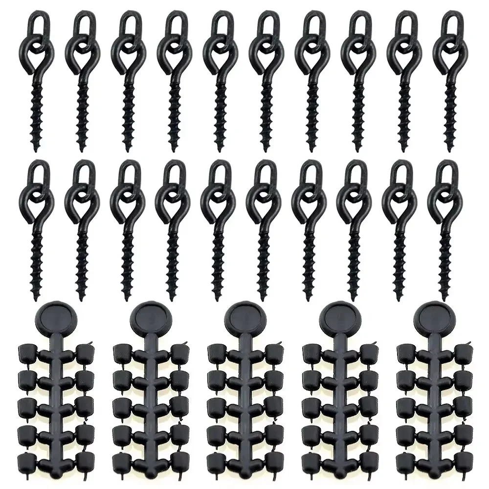 Hirisi 50 stuks rubberen kralen voor karper vishaak karpervissen accessoires vishaak stopper 20 stuks vissen boilie schroef chod rigs