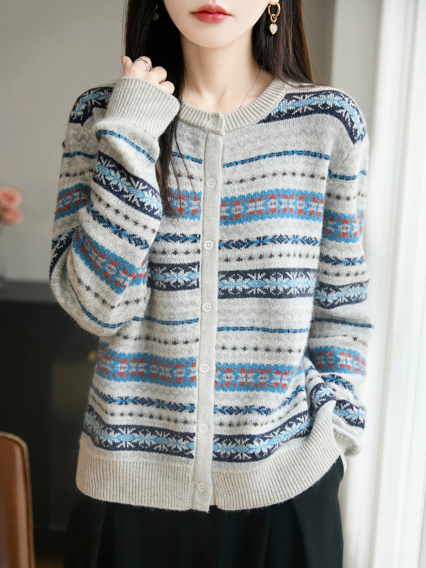 Neue Mode Herbst Winter Frau Pullover Elegante Weibliche Merino Wolle Strickwaren Retro Dicke Strickjacke Dame Langarm Kleidung Tops