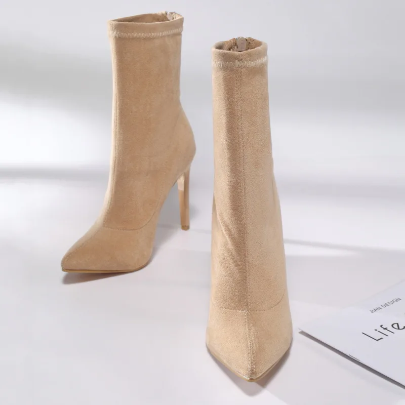 Bottes en caoutchouc à talons hauts pour femmes, chaussures pointues pour femmes, chaussures pour femmes, designer de luxe, mode sexy, Stiletto, hiver, 2024