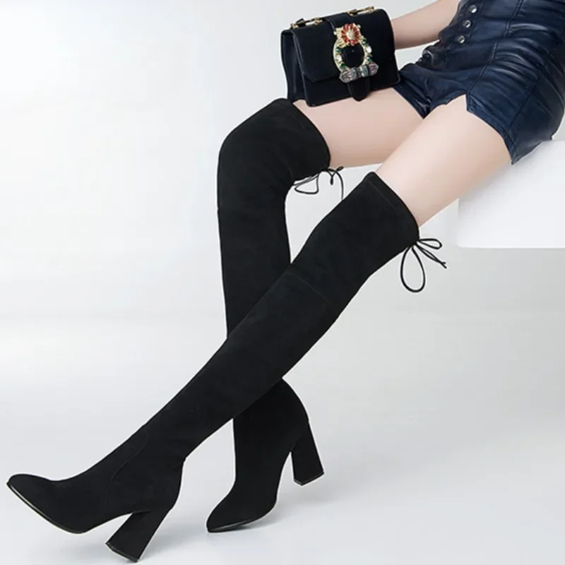 Knee High Shaft Shoes Woman New In Long Boots for Women Thigh Above Over The Elastic Gyaru Spring Autumn Chic and Elegant 2024