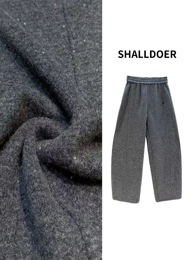 

ey Lazy Sle Drapey Embroidered Sequin Straight Leg Sweatpants Women's Winter New High-End Casual Sports Pants