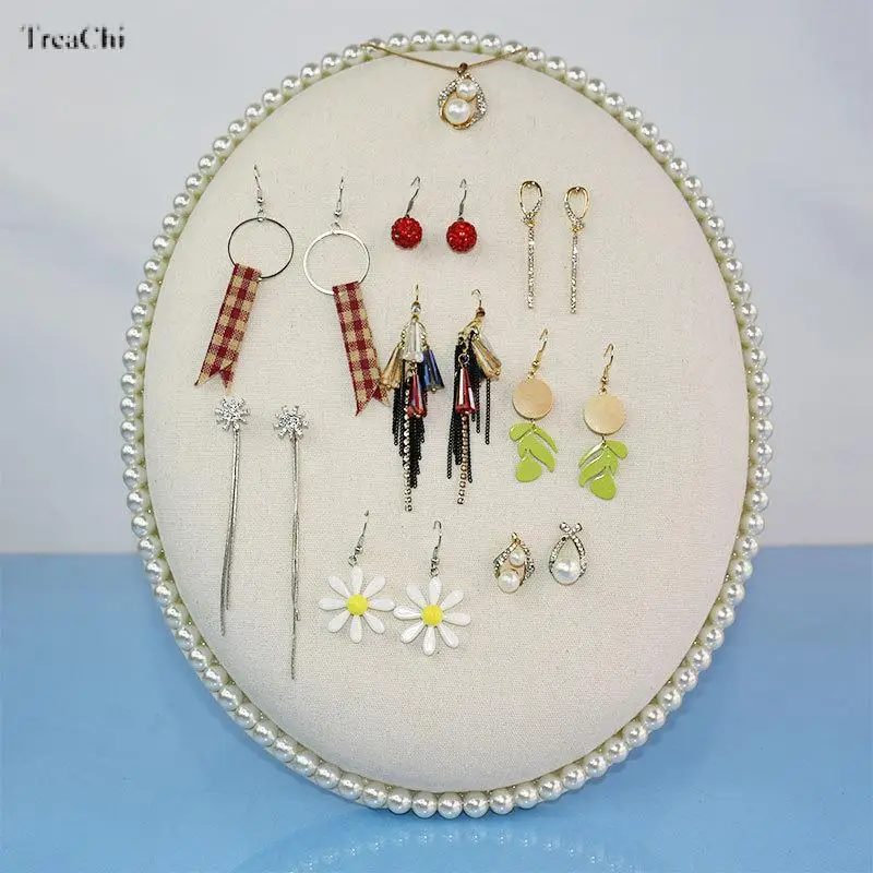 Large-Capacity Oval Earring and Stud Storage Display Stand Ear Stud Holder Velvet Finish Available In Multiple Colors