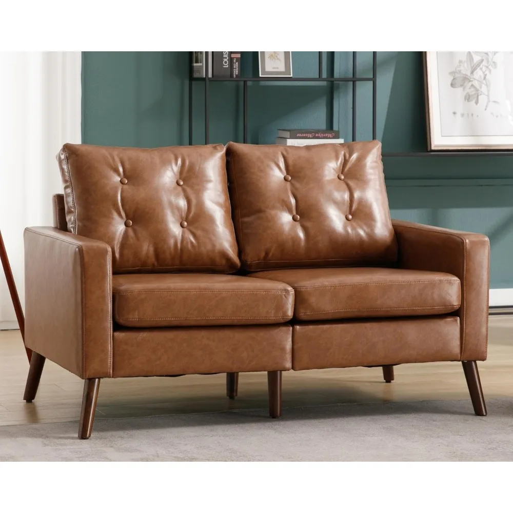 53" W Faux Leather …