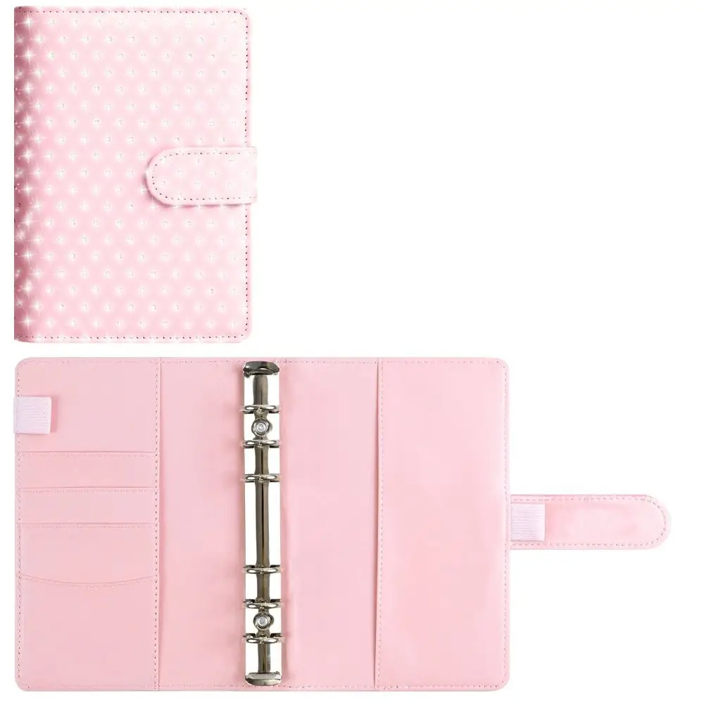 Rainstone Patterned Cover Money Saving Binder 6-Ring PU Leather Savings Challenges Book Colorful Tear Resistant