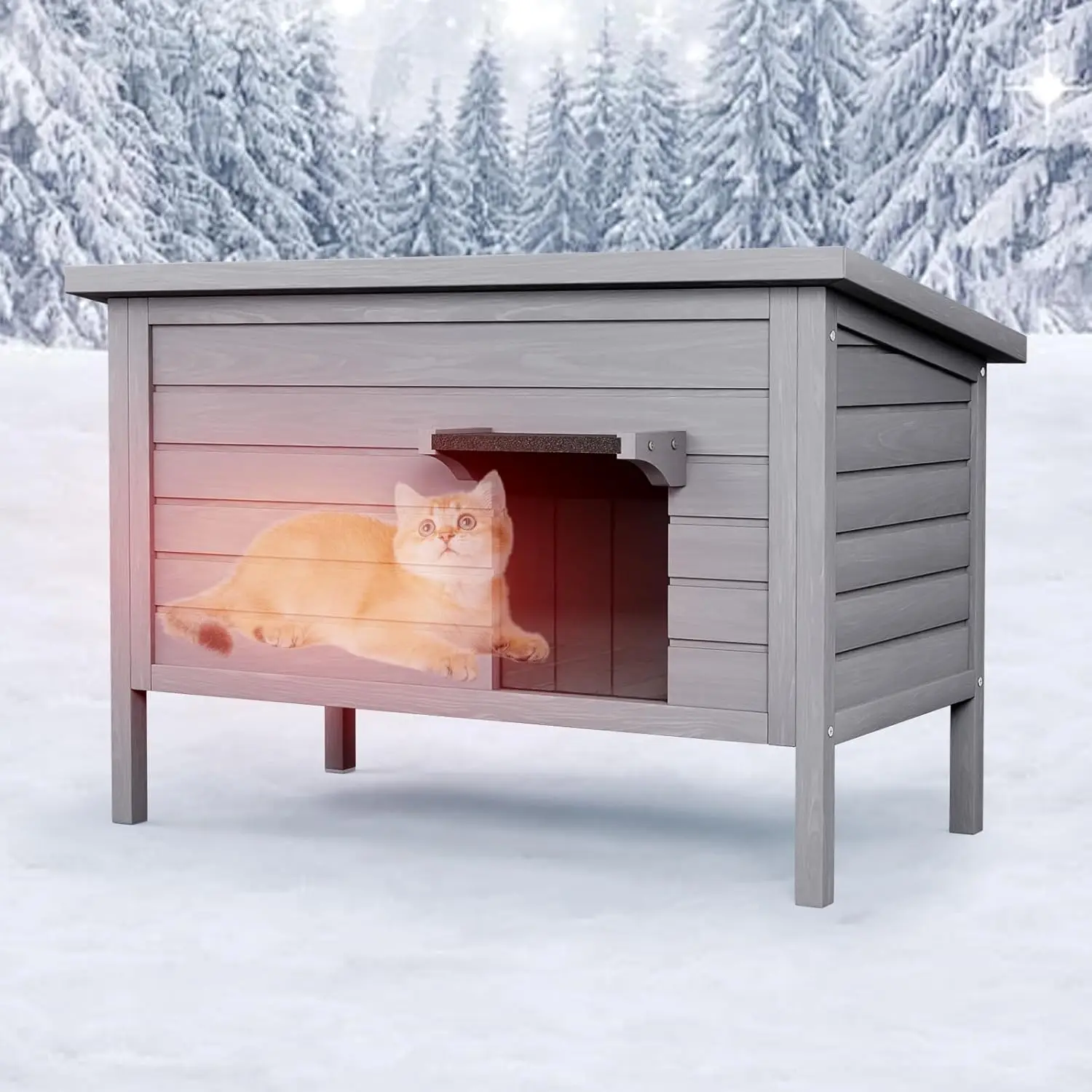 

Outdoor Cat House Weatherproof Insulated Feral Kitty Shelter House with Warm Liner for Winter Waterproof Rabbit Hutch for