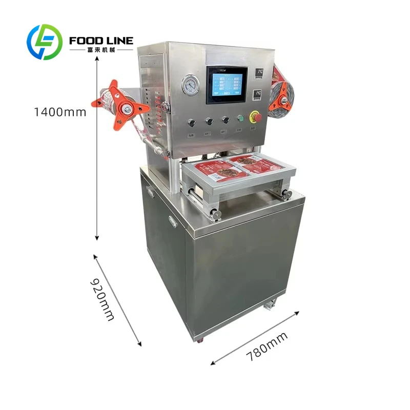 Fully Automatic Industrial Gas Flushing Vacuum Tray Sealer Modified Atmosphere Commercial Food Sealing Machine Customized
