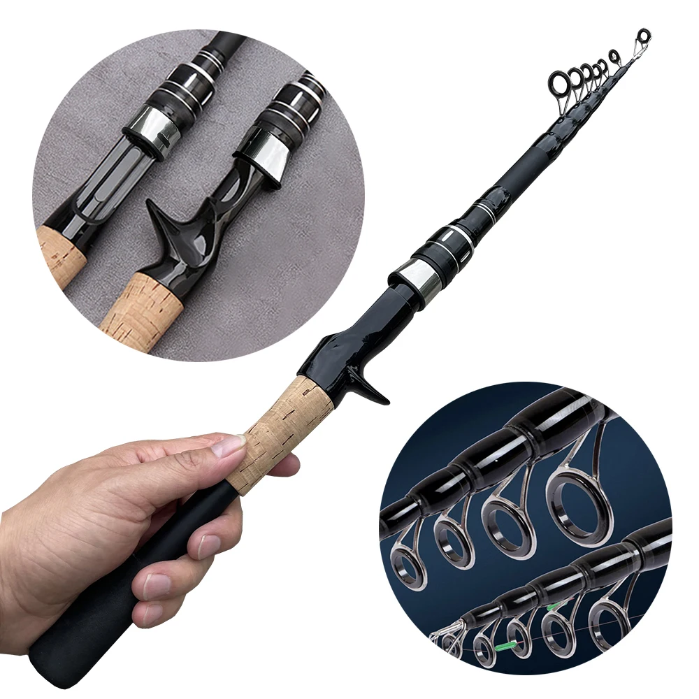 Baitcasting Lokken Hengel Spinning Telescopisch 8g-25g Houten Handvat Carbon Casting Visgerei Professioneel Lichtgewicht