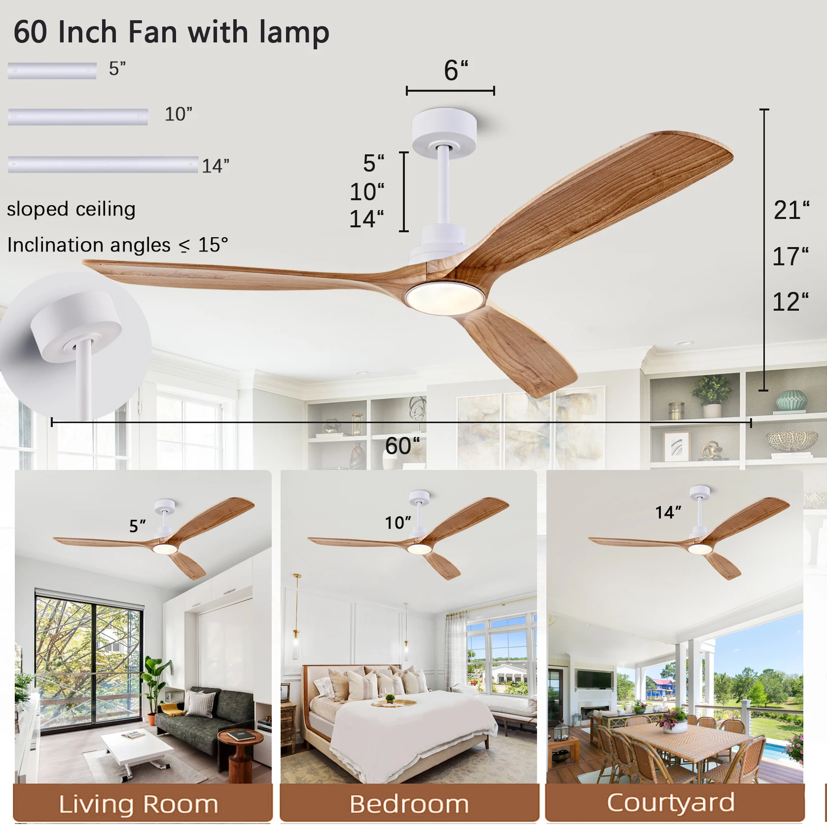พัดลมเพดานไม้ธรรมชาติขนาด 42/5 - Ceiling Fan Dc Motor 52 Inch บทวิจารณ์และราคา