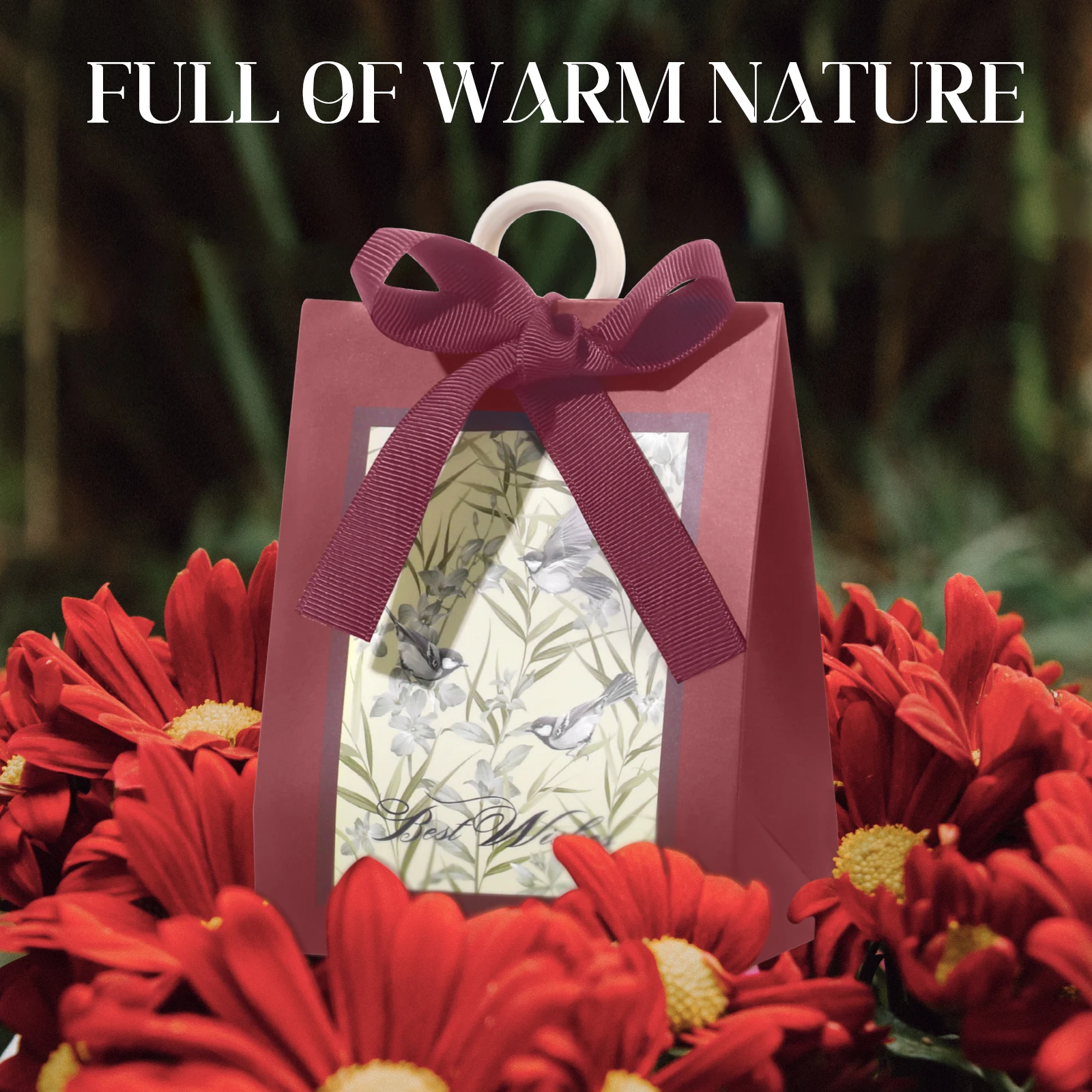 Caja de embalaje Diy de Navidad, cajas de papel florales con anillo de madera Vintage, caja de regalo de joyería vacía para despedida de soltera, Año Nuevo 2025