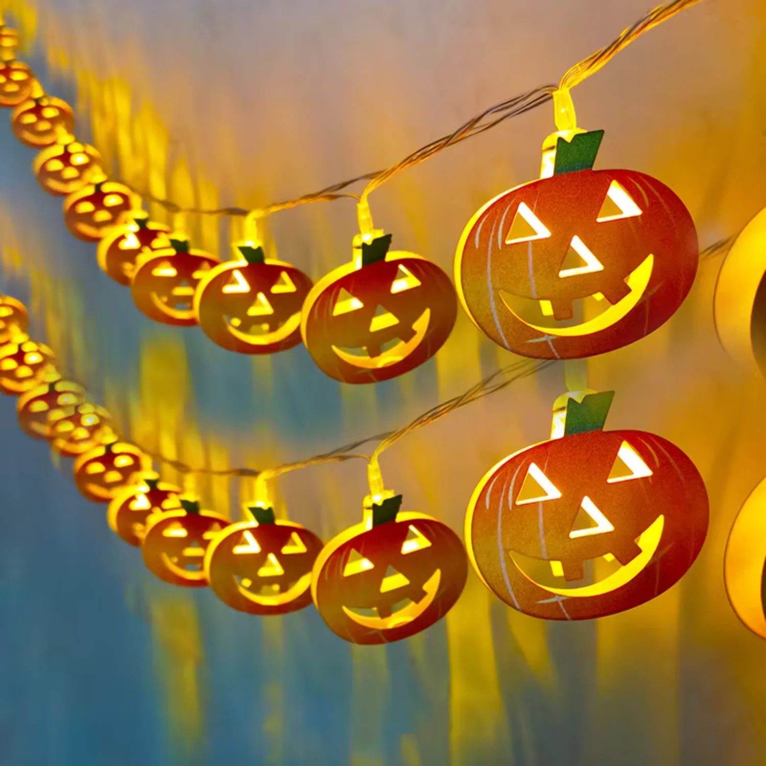 LED Halloween jack-o '-lanterna String Luzes de decoração de festa de carnaval iluminadas pingente