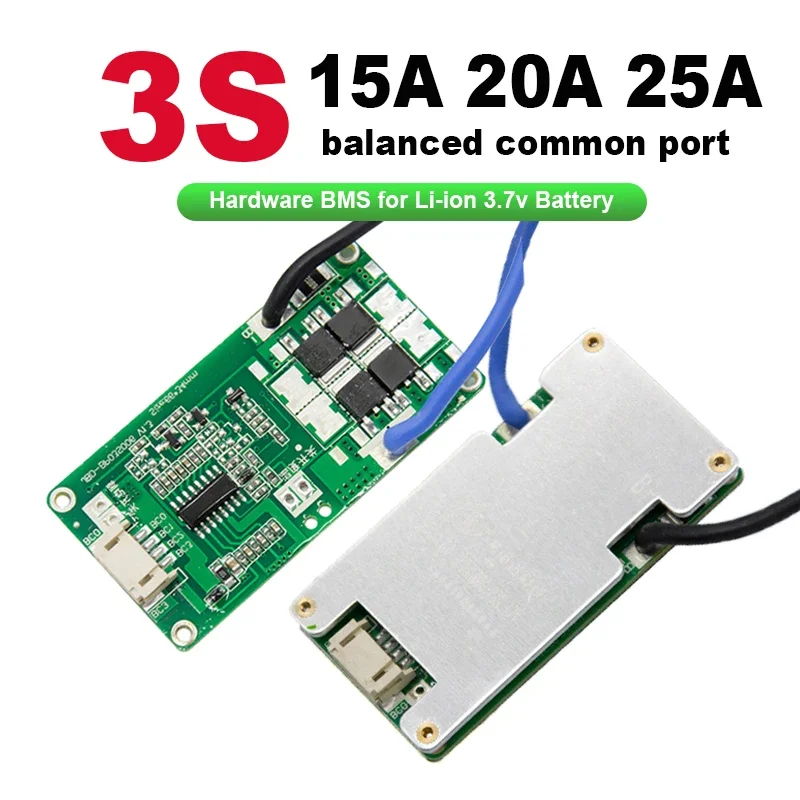 Lithium BMS Li-ion Battery Management System 3S 12V 15A 20A 25A Protect Board for NMC Cell Solar Lamp 12V Balanced Common Port