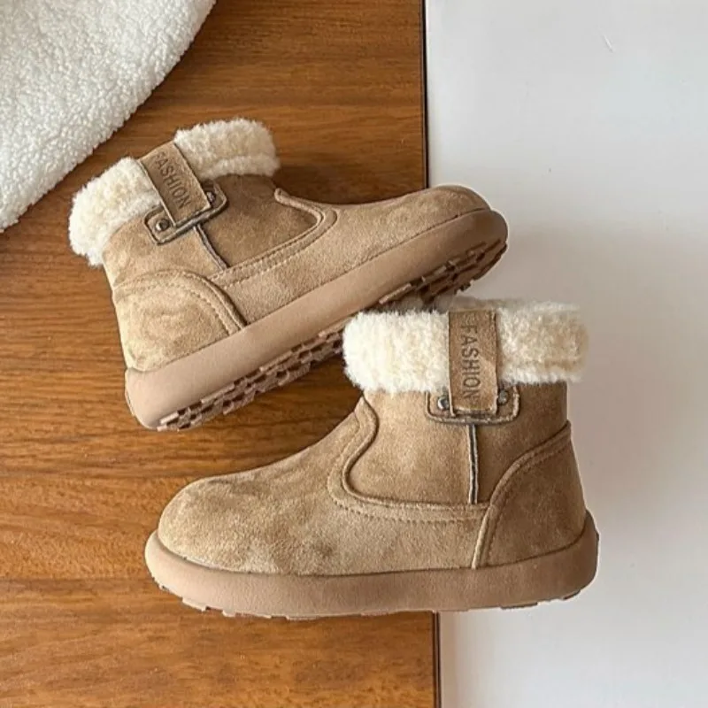 أحذية شتوية معزولة حراريًا للأطفال البنات أحذية ثلج مبطنة بالصوف 2026 أحذية قطنية سميكة للفتيات أحذية دافئة #6