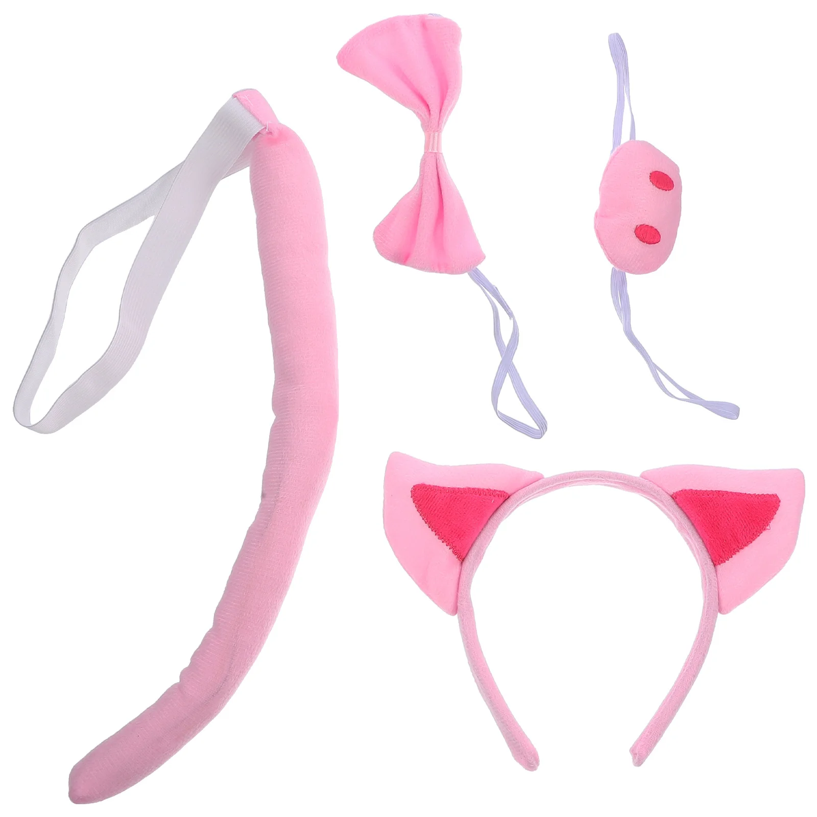 1 مجموعة خنزير زي الاكسسوارات آذان خنزير عقال ذيل الأنف ربطة القوس فيونكة عدة خفيفة الوزن دائم تأثيري الحيوان تأثيري القوس #6