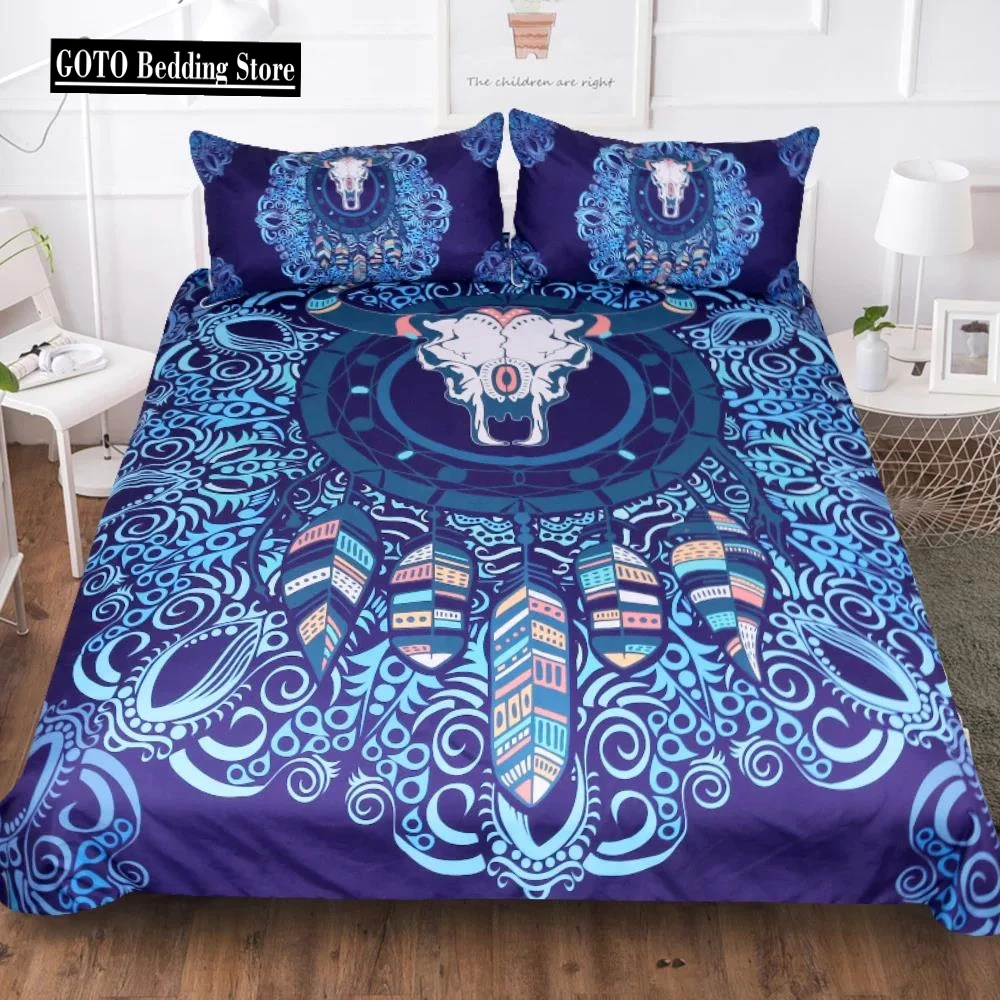 

Housse De Couette Bohemian Duvet Cover Sets Blue Bedding Set Queen Bed Linen Bedroom Bohemian Style Dreamcatcher Bed Cover 2021