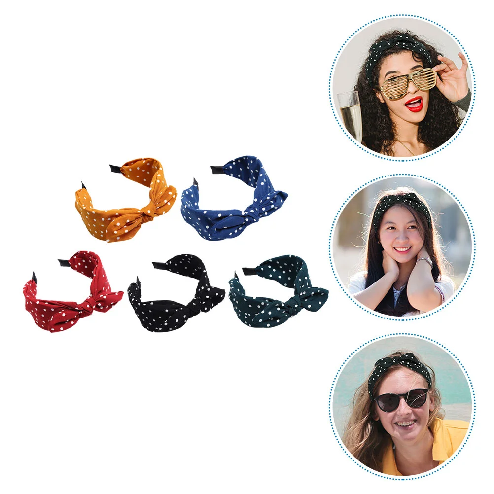 5 pçs faixa de cabeça arco bandana pontos padrão cabelo decorar headbands crianças meninas para mulher