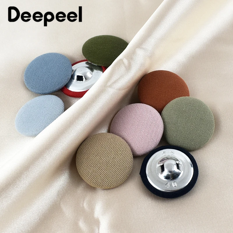 20Pcs Deepeel 11-30mm Alloy Cloth Covered Round Buttons for Clothing Coat Decorative Snap Button Shirt Buckle Sewing Accessories