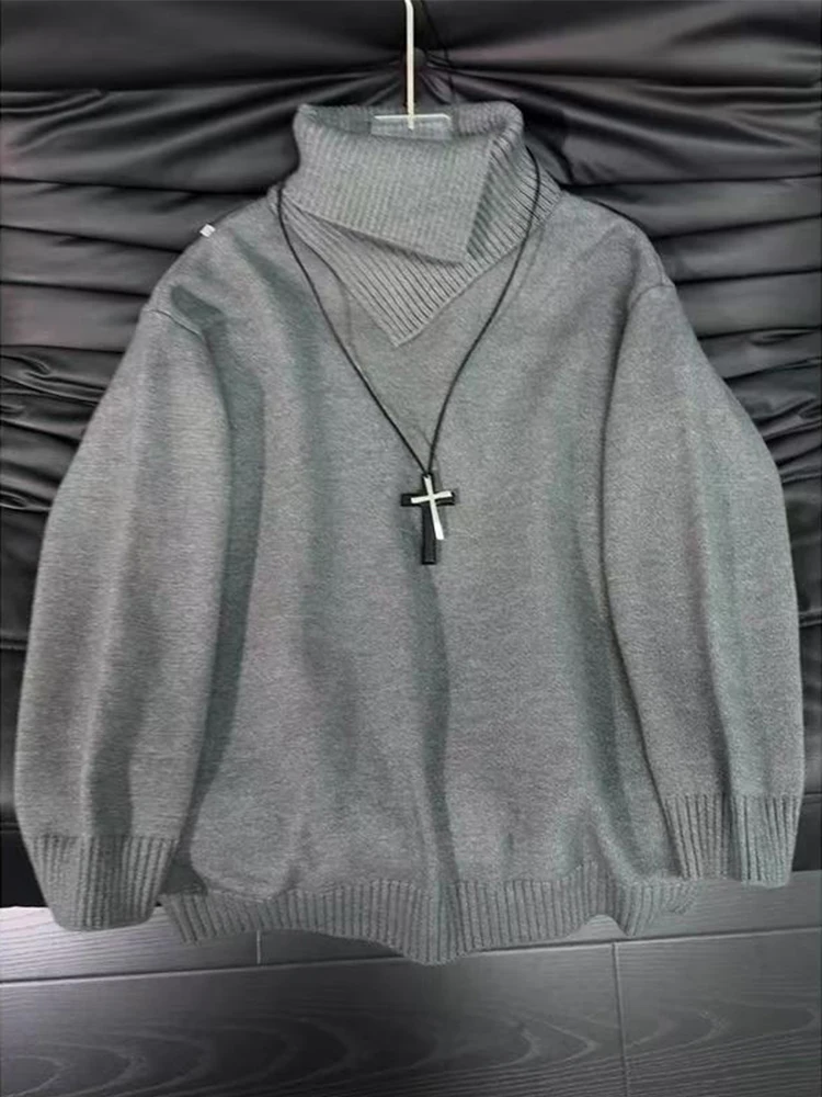 

Мужской вязаный свитер American Sle с высоким воротником, зимний трендовый брендовый свитер премиум-класса, базовый слой для ношения под одеждой, Cleanfit