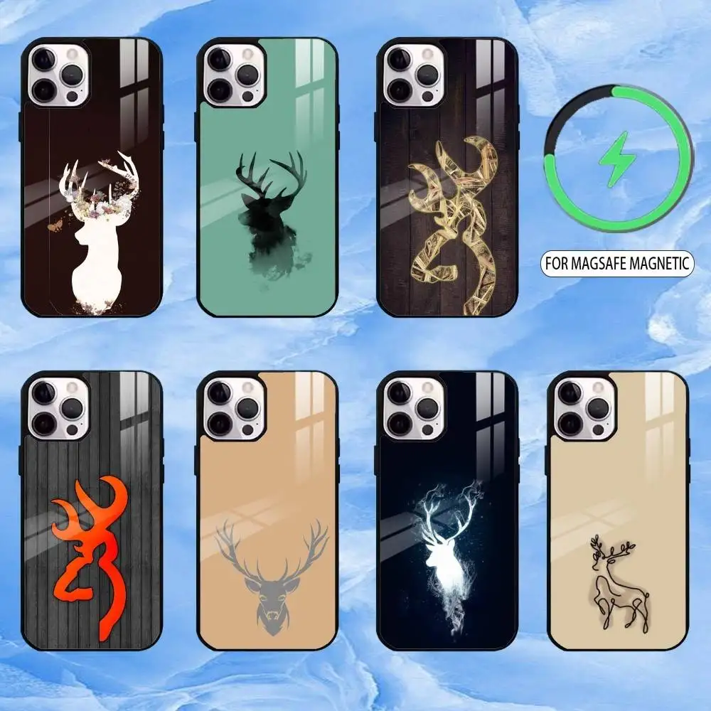 

Cool B-BrowningS-Huntings Deer Phone Case For iPhone17,16,15,14,13,12,11 Plus,Pro Max Magnetic For Magsafe Wireless Charging