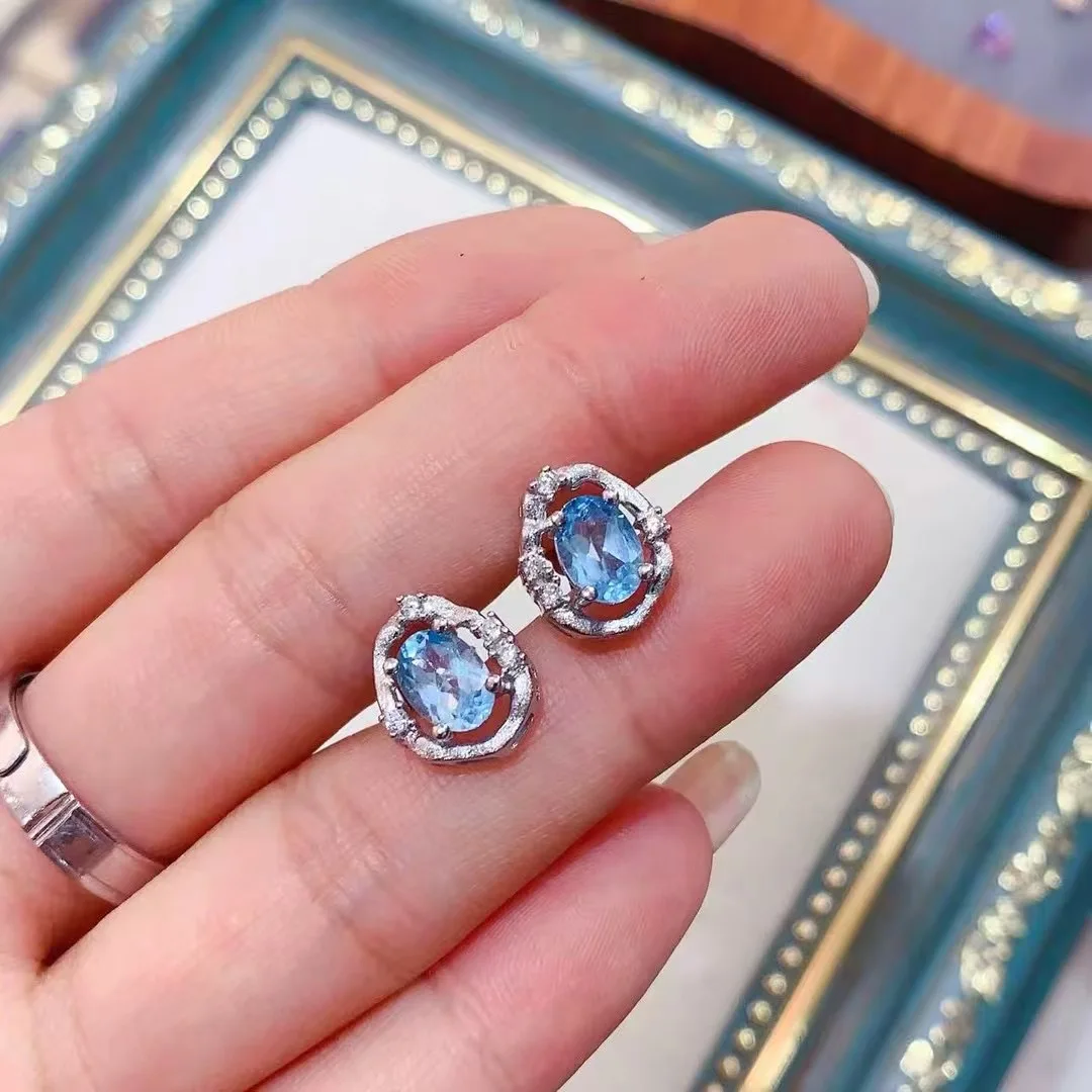 

KJJEAXCMY High End Women's Earrings Natural Topaz S925 Silver with Electroplating Boasting High Clarity Full Brilliance
