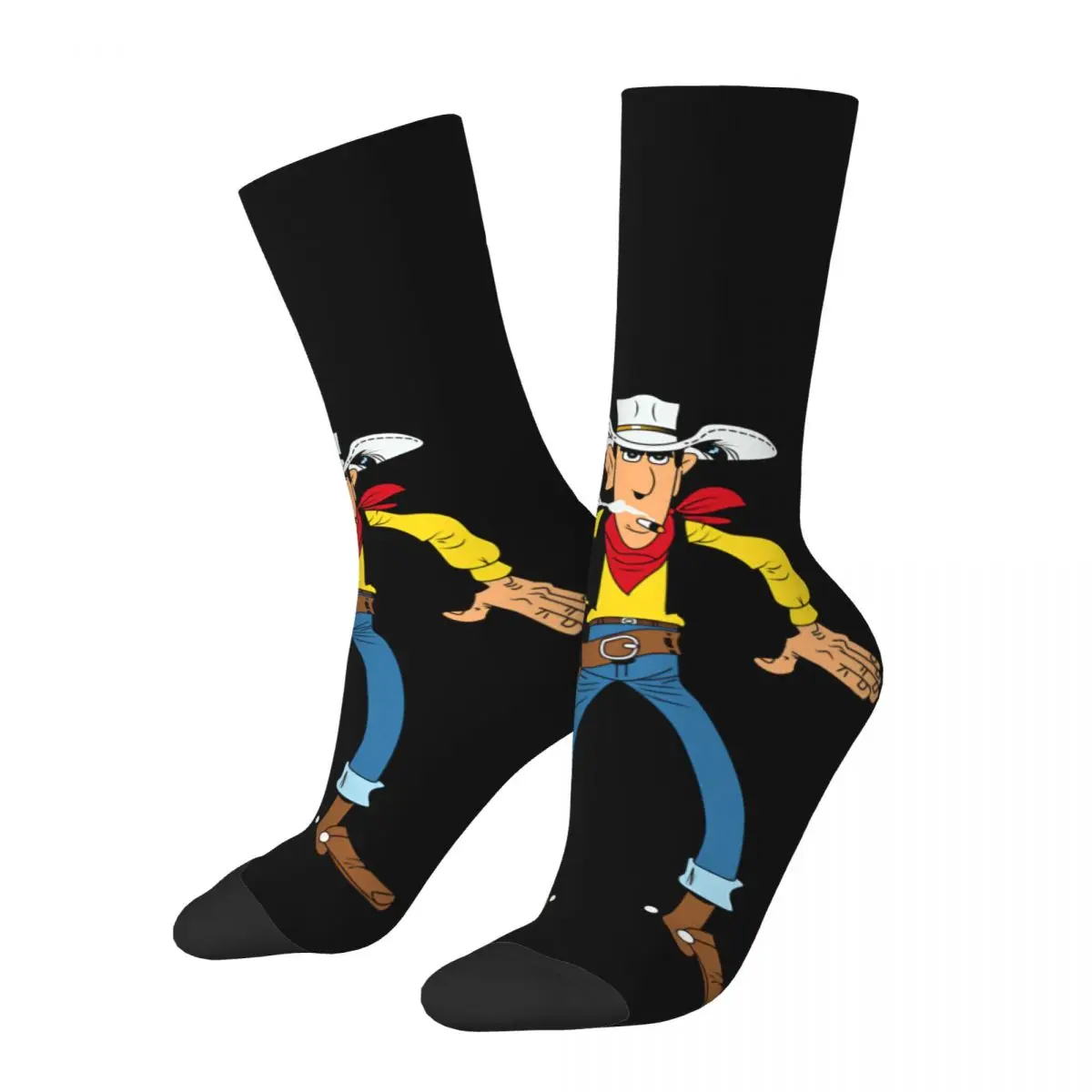 

Winter Warm Casual Men's Women's Are You Ready Lucky Luke Socks Cartoon Sweat Absorbing Skateboard Socks