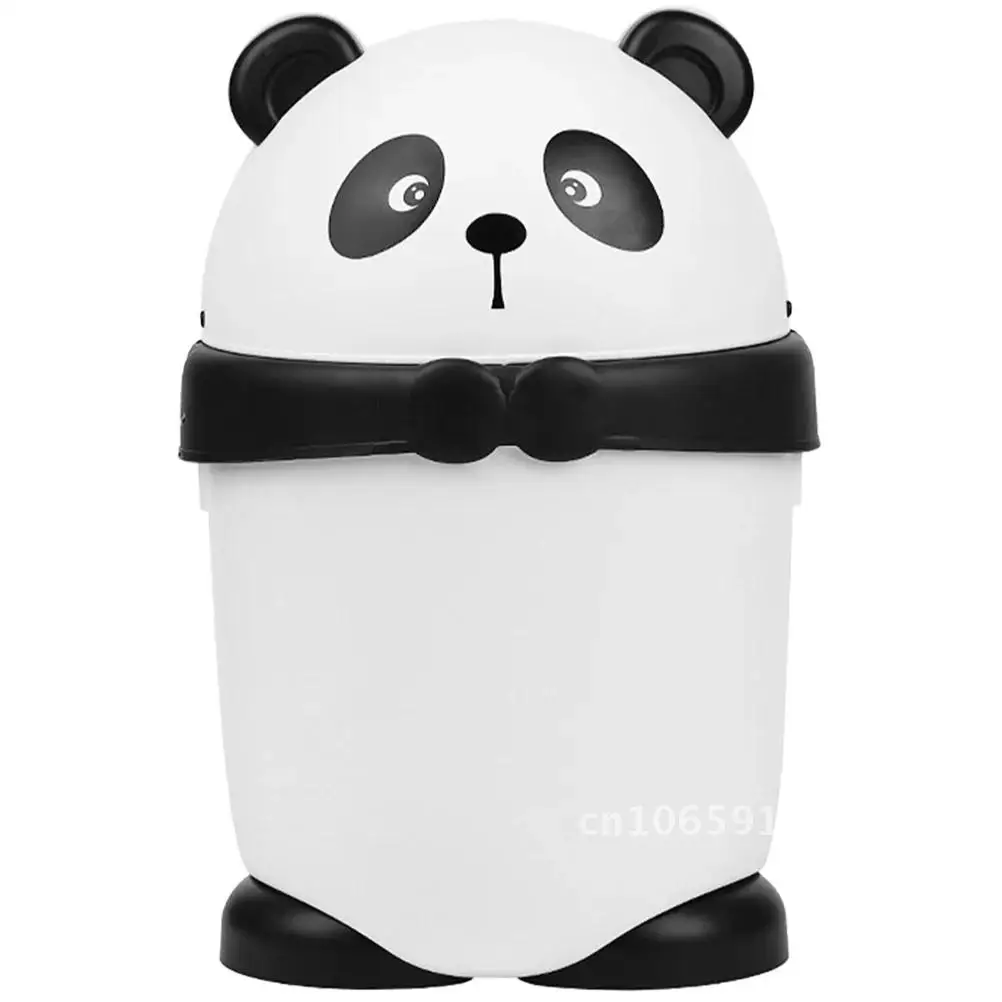 Panda Trash Can Bathroom With Lid Garbage Plastic Room Bin for Tin Small Office Car