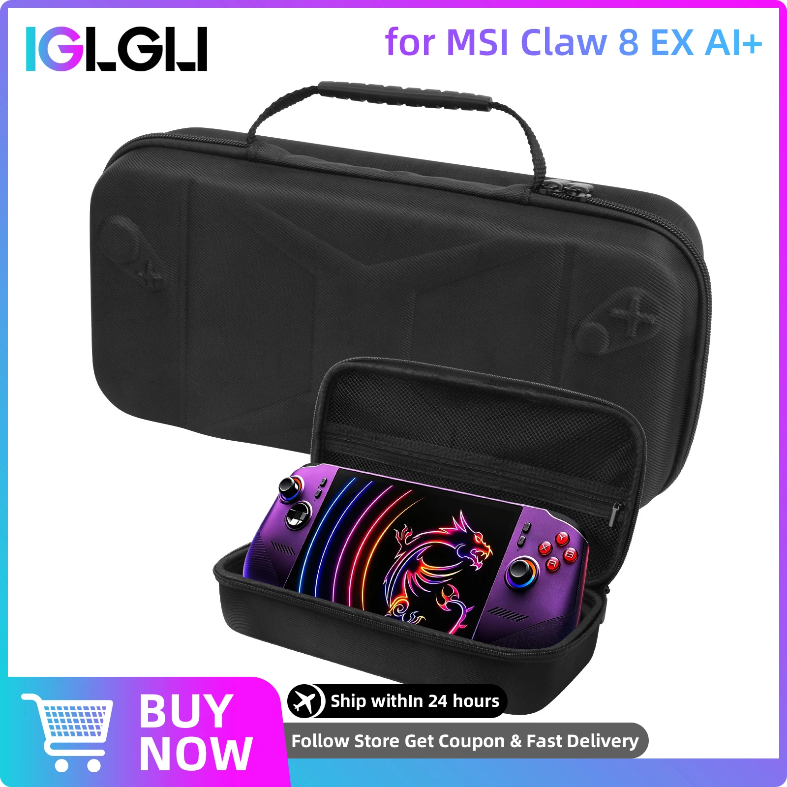 

Carrying Case for MSI Claw 8 EX AI+ EVA Portable Storage Bag for MSI Claw EX 8 AI+ Waterproof Shockproof Protective Accessories