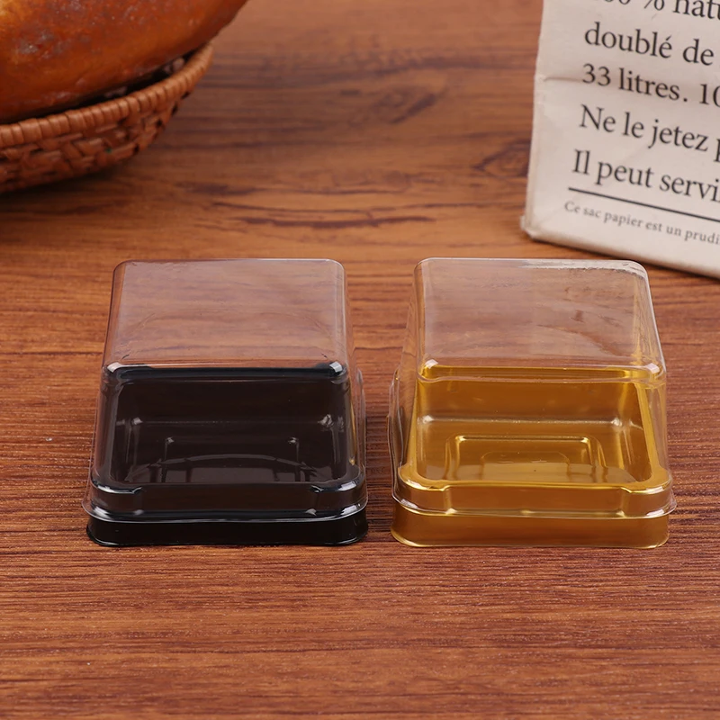 M-50Pcs Dessert Egg-Yolk-Puff BoxTransparent Square Plastic Muffin Packaging Boxes Moon Cake Container Baking Food Packing - view 5