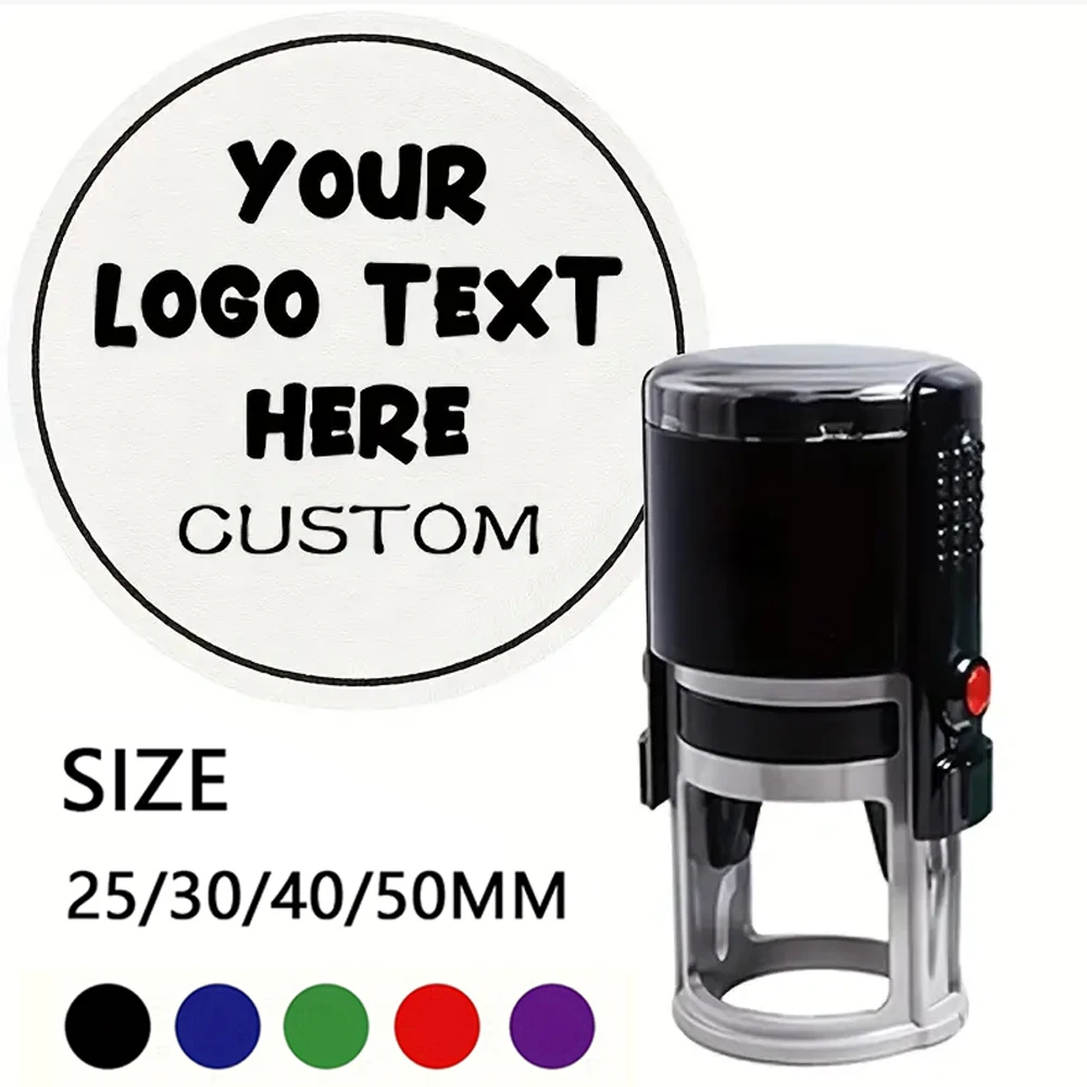 Custom Logo Rubber Stamps,Self-lnking Signature Personalized Logo Stamp for Signing Name Business,Address Stamp -5 Colors 4 Size