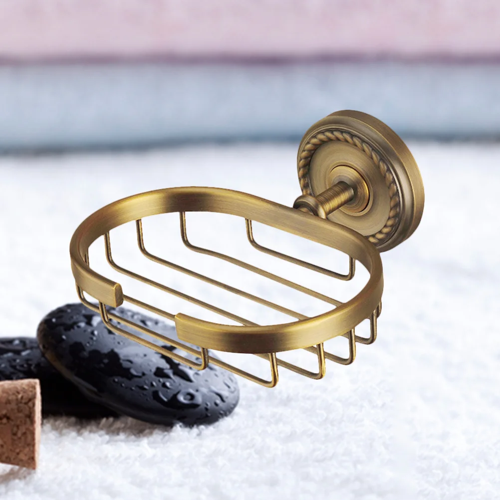 

Solid Brass Wall Mounted Dish Holder With Retro For Bathroom Vintage Soap Tray Storage, Brass Finish