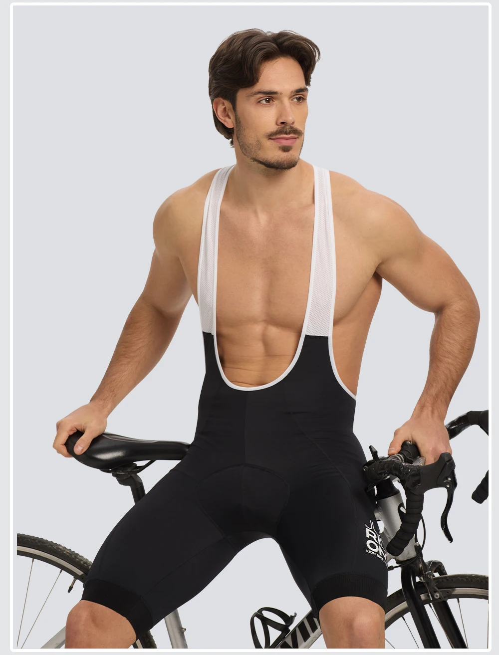 RION Herren Radsport-Trägerhose Rennrad MTB Tights Dolomiti 8H Polsterung Pro Fahrradbekleidung Sommer Sportbekleidung Atmungsaktiv – Detail 11