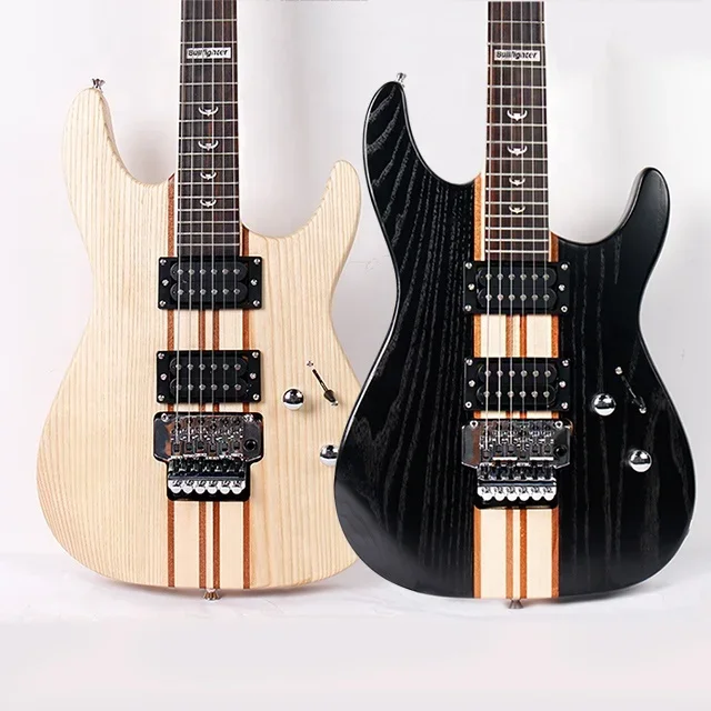 D-300 Stringed Instruments Tremolo System Natural Color 6 Strings Guitarra Electrica Neck-thru-Body Electric Guitar