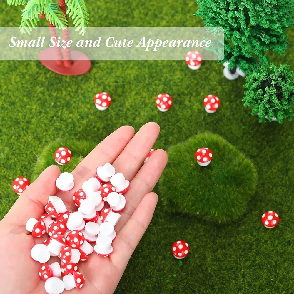 Minúsculo Resina Mini Cogumelos, Figurinhas em miniatura para Micro Jardim, Terrário Paisagem Artesanato, Dollhouse Decoração, 50Pcs