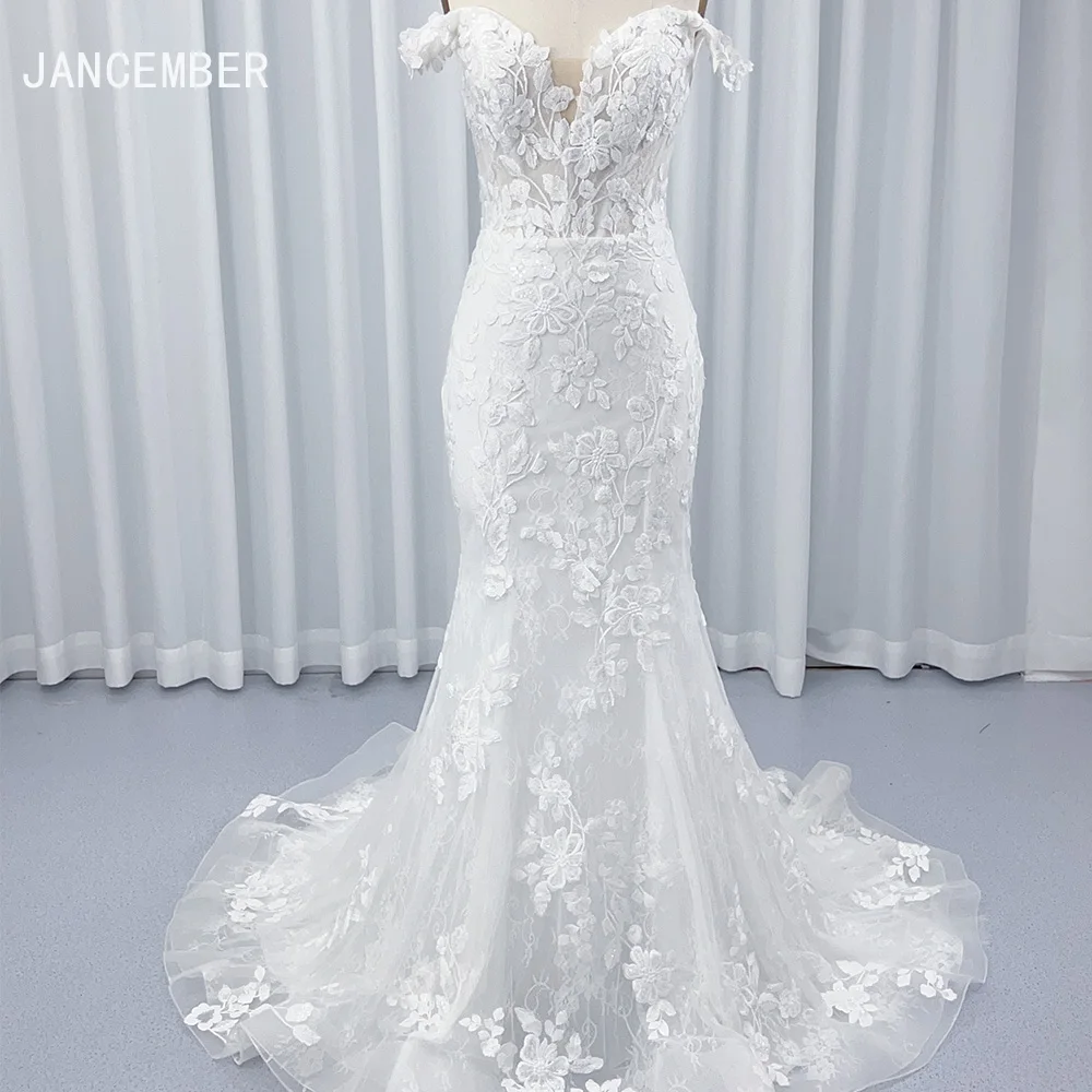 

Simple White Wedding Dresses Mermaid Cap Sleeve Bridal Dress Pleat Sexy Backless Lace Up Sweep Train 2024 vestidos novias boda