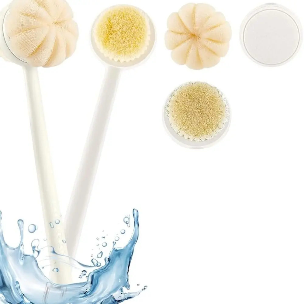 

3 in1 Long Handle Shower Sponge Brush Set,Body Brush,Leg Brush,Bath Sponge,Back Scrubber- Exfoliating Brush with Loofah & Massag