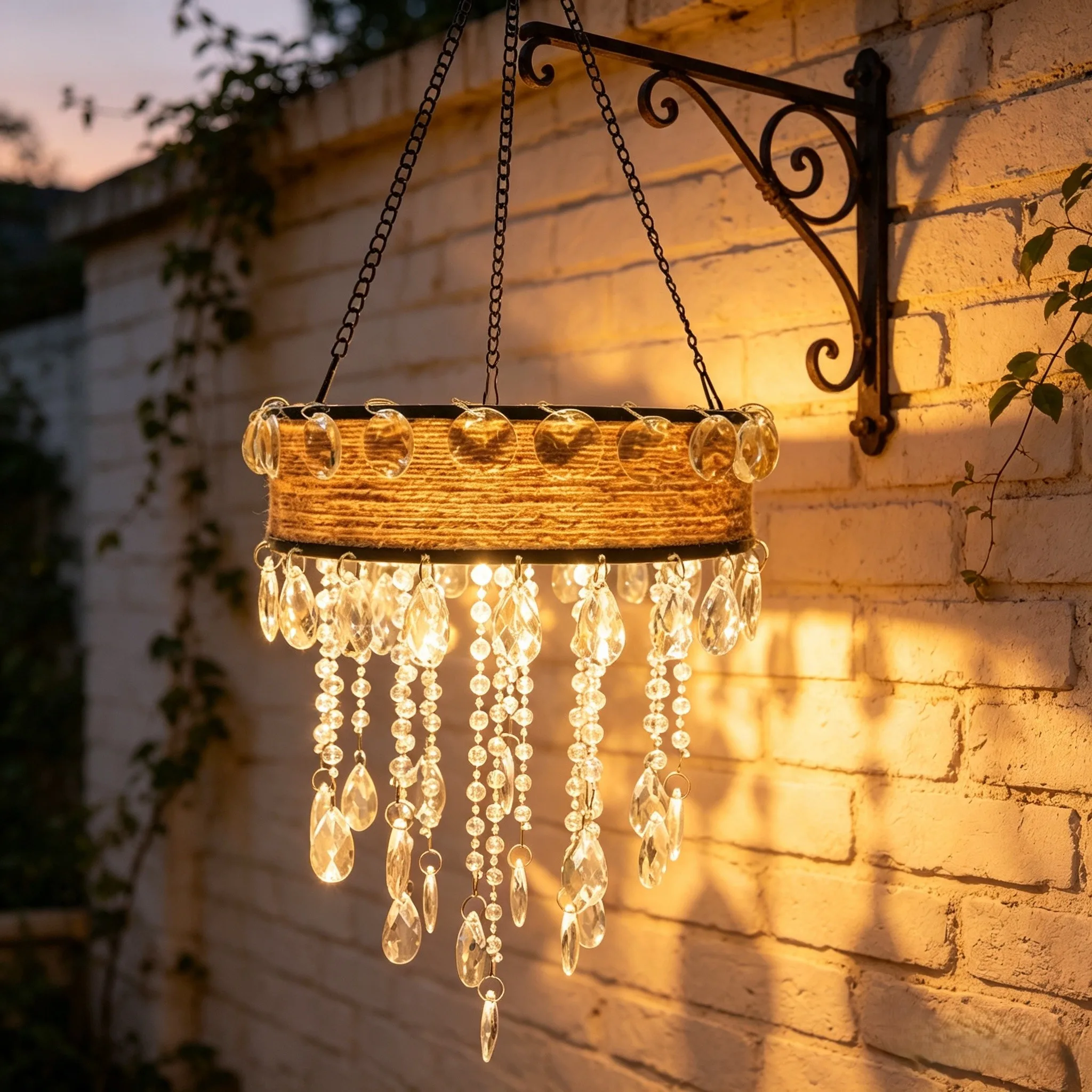Rustic Waterproof Solar Chandelier Elegant LED Hanging Light Outdoor Pendant Lamp For Garden Patio Yard Porch Backyard Balcony