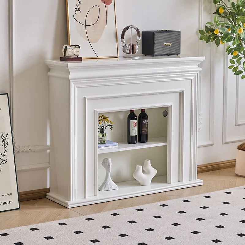 For Solid Wood French Fireplace Cabinet, American & European Style with Electric Fireplace Core, Customizable