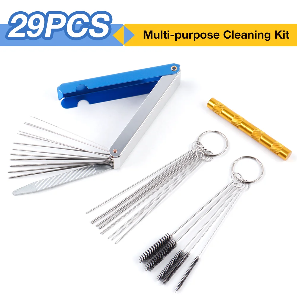 29PCS Spray Gun Nozzle Mini Cleaning Kits Airbrush Painting Supply Cleaner Brush,Auto Parts Cleaning Thin Tubes Repair Tool Kit