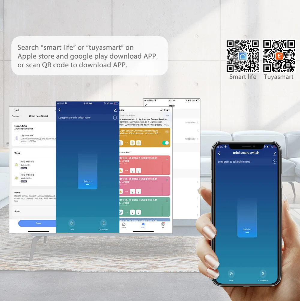 TY-TDQ-16A Smart WIFI Breaker 16A Switch App Remote Control Support For Amazon Alexa, Google Assistant, IFTTT Voice Control