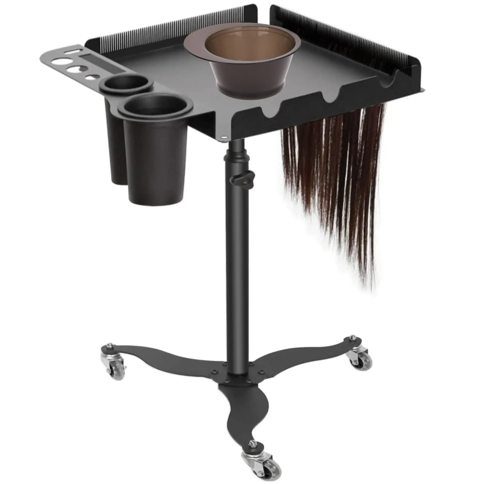 Metal Hairstylist Tray Rolling Cart for Hair Multi-function Salon Trolley Cart with Holder and Separator Stand Styling Tools ﻿