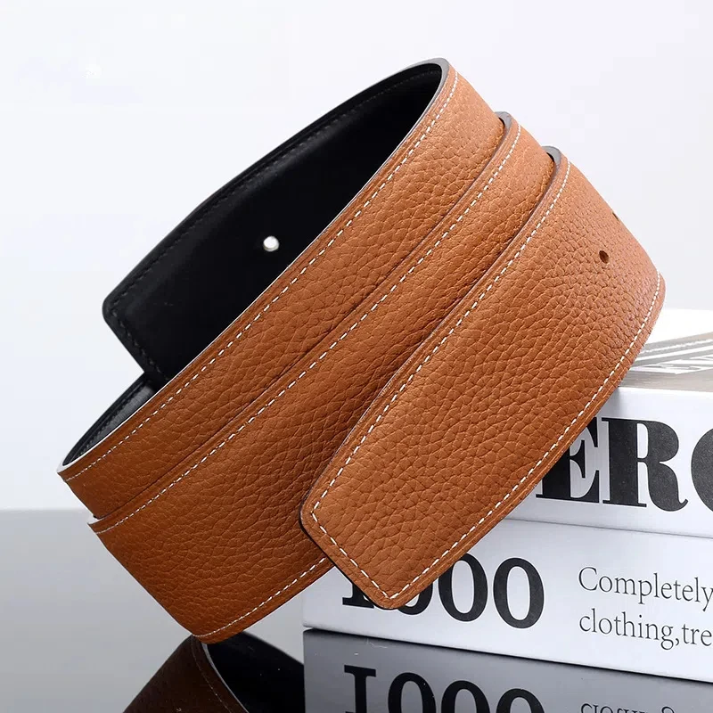 Luxury Belt Ultra-Thin Pointed Belt Headless Men And Women First Layer Cowhide Letter Buckle Replacement Buckleless Belts3.2/3.8