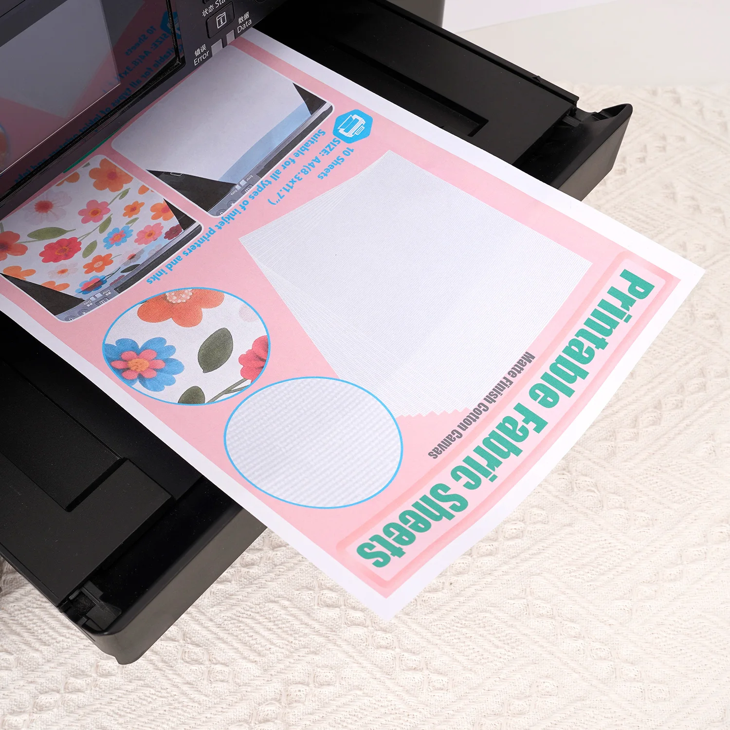 5pcs/10pcs Printable White Cotton Canvas Fabric for Inkjet Printer, A4 Size  Cloth for Image Printing