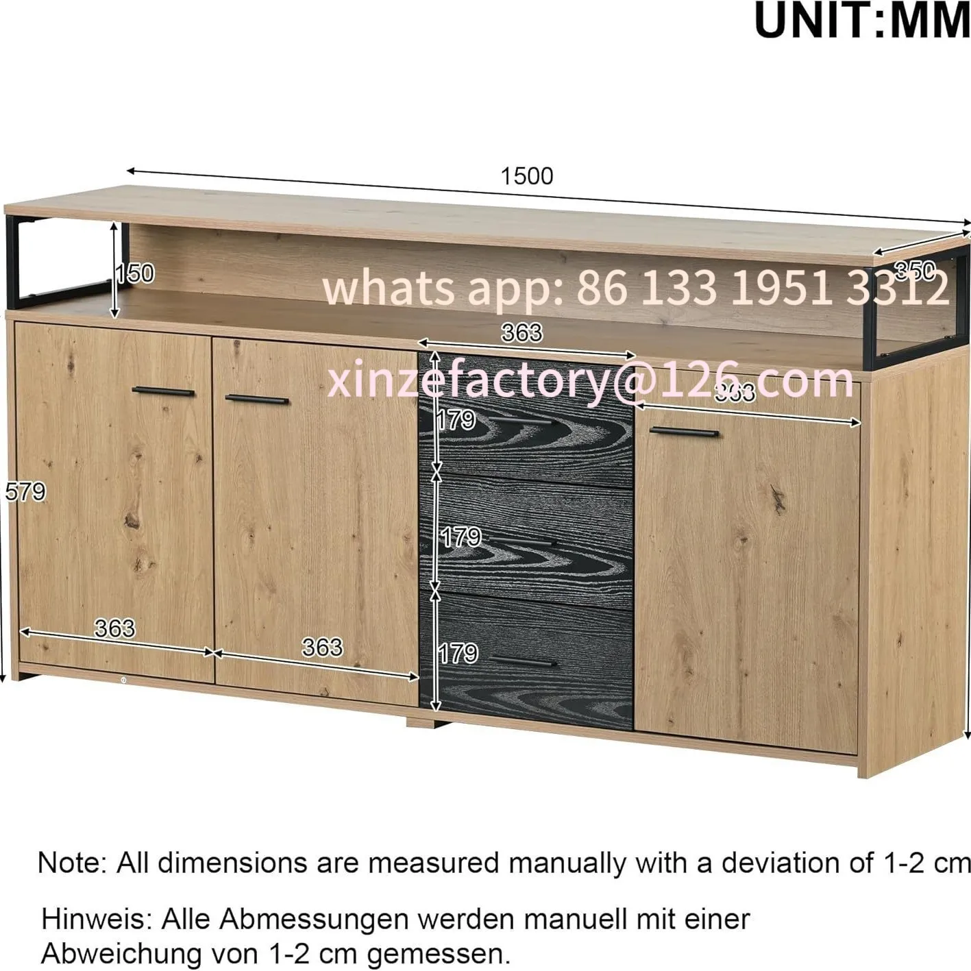 

Customizable Modern Simple 3 Doors 3 Pumps Wooden Cutlery Cabinet Locker Cabinet Living Room Cabinet