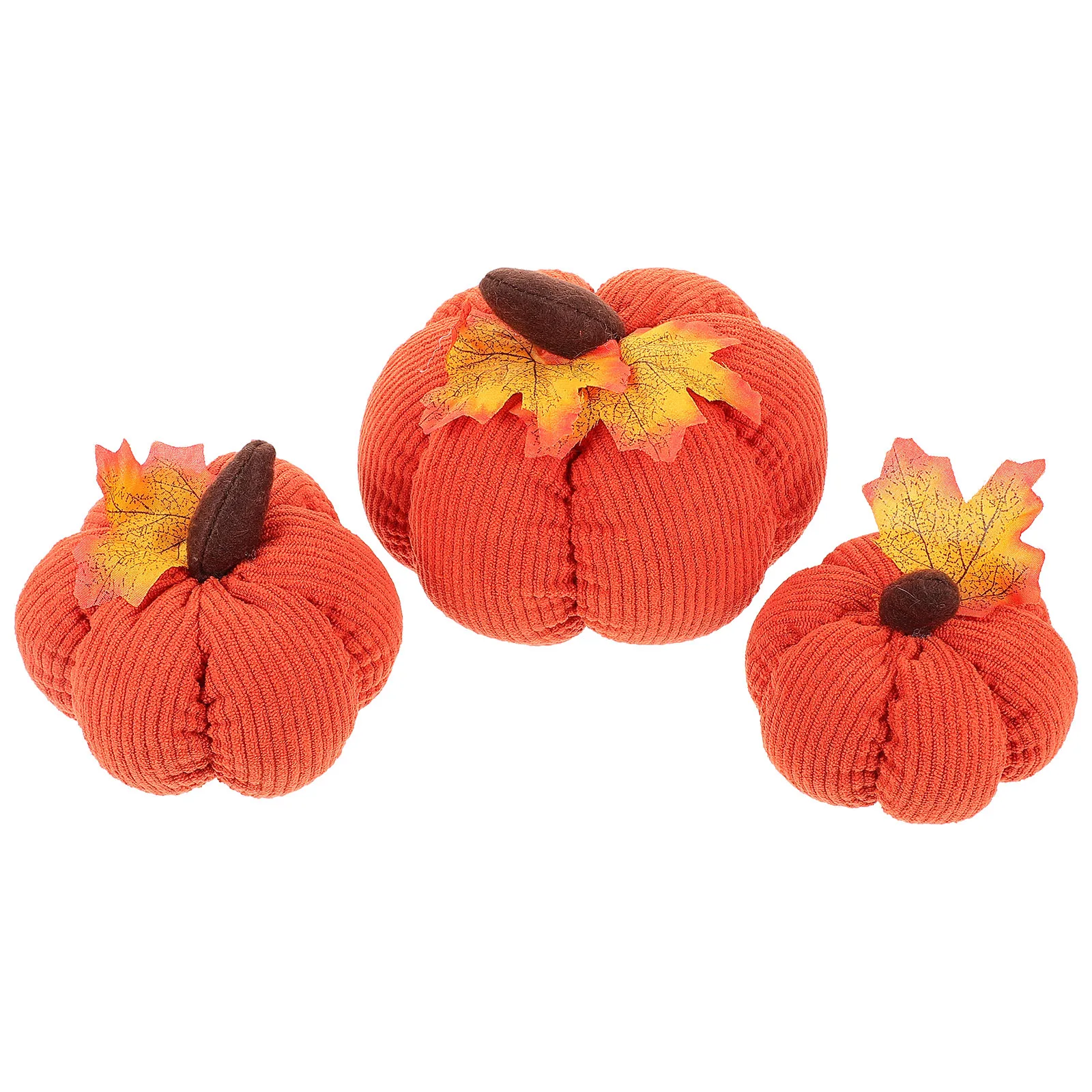 

3pcs Pumpkin Decorations Corduroy Harvest Festival Kitchen Table Shelf Fireplace Photo Props Artificial Thanksgiving Layout
